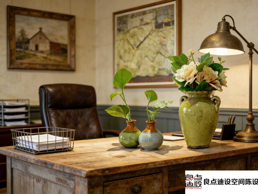 谁懂啊!这间办公室装修软装把复古文艺感拿捏得死死的🌿打工人的治愈系工位天花板